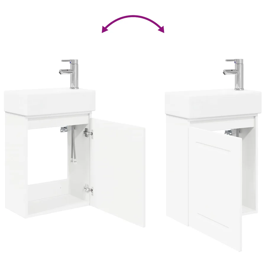 Meuble de salle de bain avec robinet Blanc 45,5 x 22,5 x 84 cm - 9