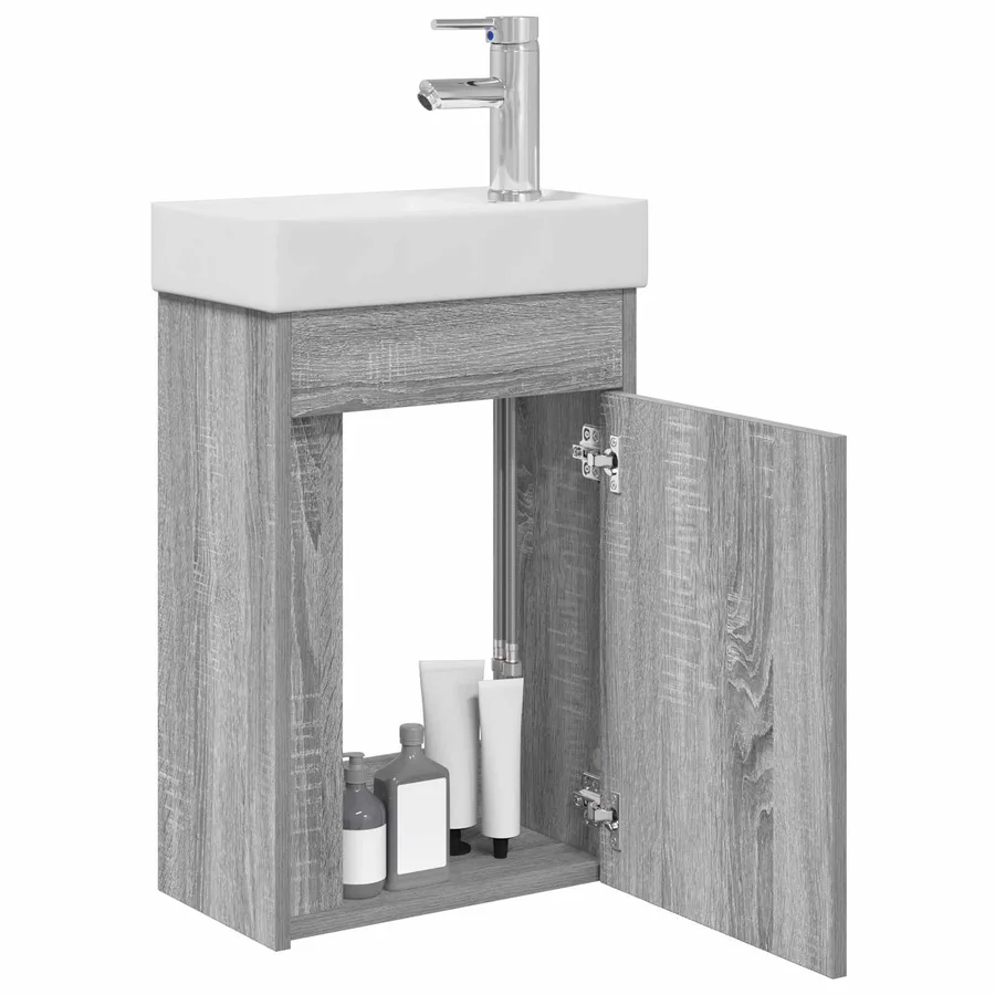 Meuble de salle de bain avec robinet Sonoma gris - 3