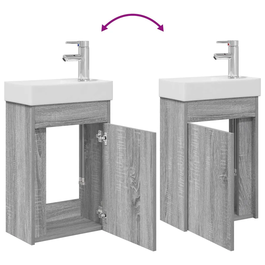 Meuble de salle de bain avec robinet Sonoma gris - 9