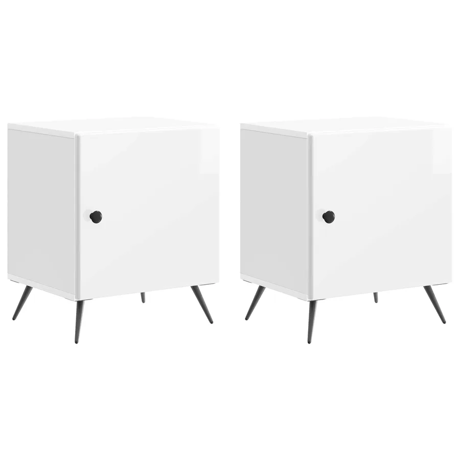 Cabinet de chevet 2 pcs Blanc brillant 43 x 34,5 x 50 cm - 2