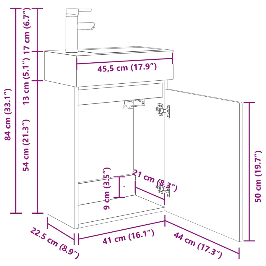 Meuble de salle de bain avec robinet Sonoma gris - 10