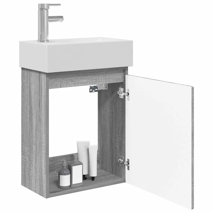 Meuble de salle de bain avec robinet Sonoma gris - 3