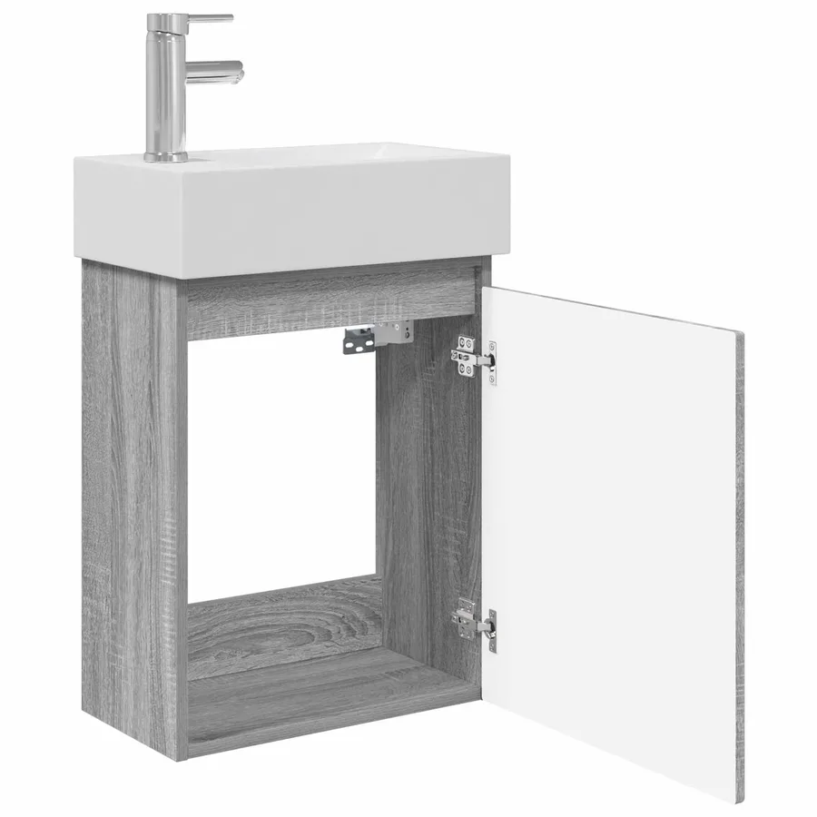 Meuble de salle de bain avec robinet Sonoma gris - 4