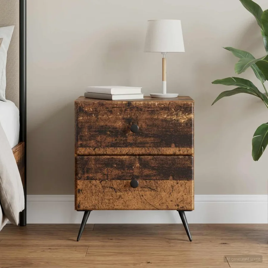 Cabinet de chevet avec tiroir Bois ancien 43 x 34,5 x 47,5 cm