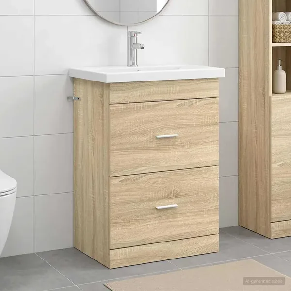 Ensemble de mobilier de salle de bain Chêne Sonoma