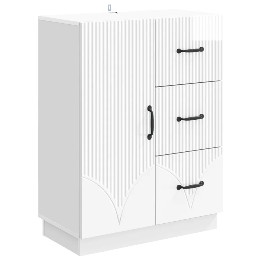 Buffet Blanc brillant 66 x 34,5 x 87 cm Bois d'ingénierie - 2
