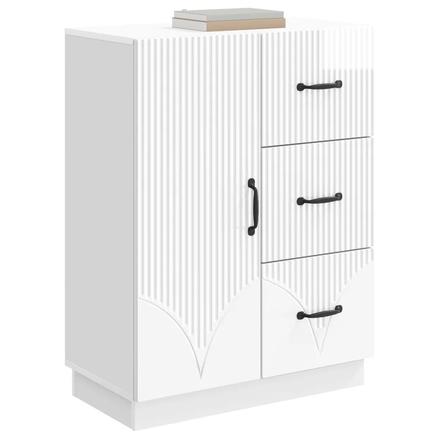 Buffet Blanc brillant 66 x 34,5 x 87 cm Bois d'ingénierie - 3