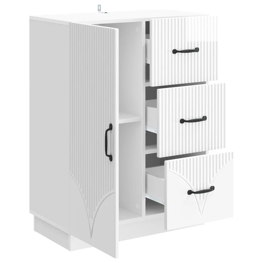 Buffet Blanc brillant 66 x 34,5 x 87 cm Bois d'ingénierie - 5