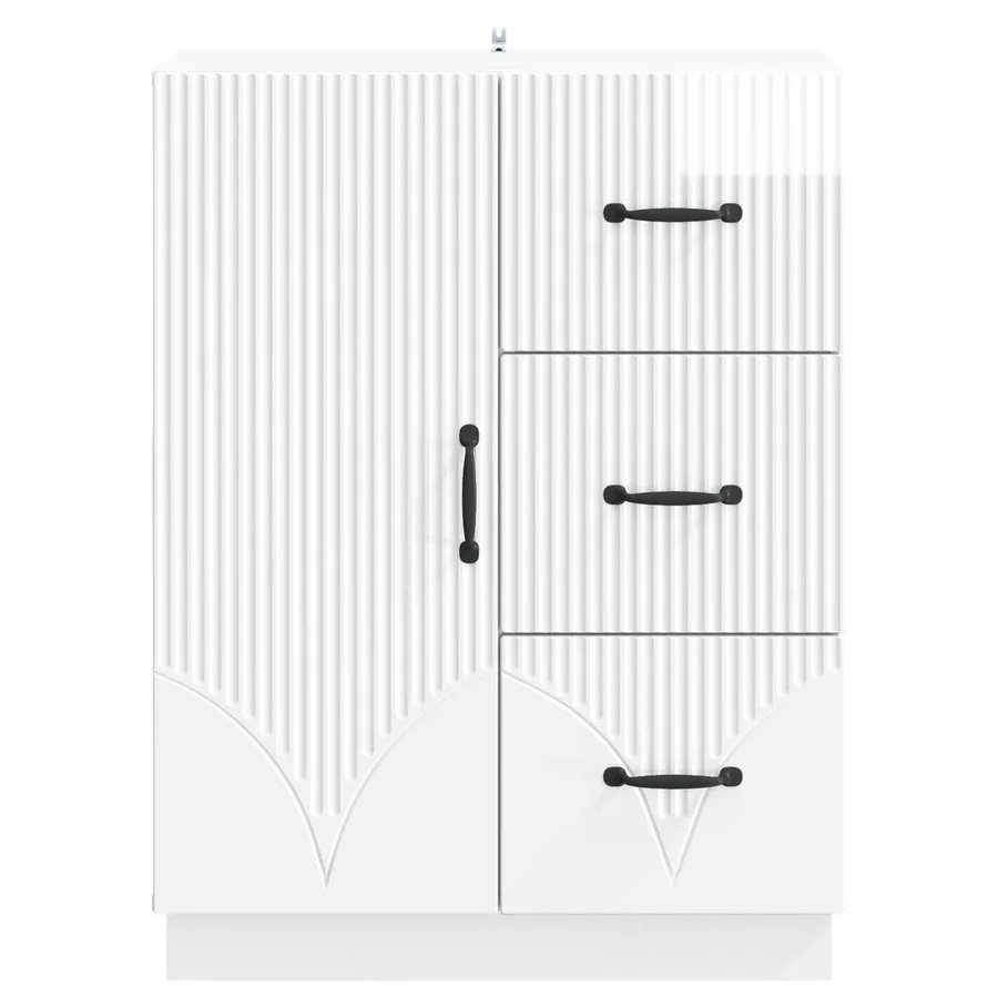 Buffet Blanc brillant 66 x 34,5 x 87 cm Bois d'ingénierie - 6