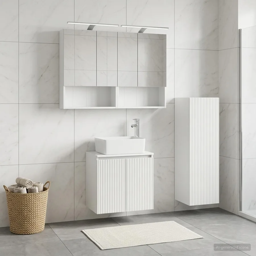 Ensemble de mobilier de salle de bain 4 pcs Blanc