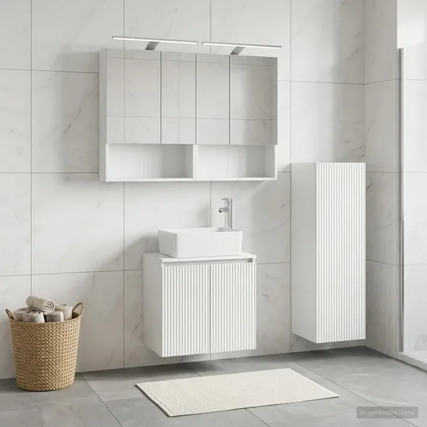 Ensemble de mobilier de salle de bain 4 pcs Blanc