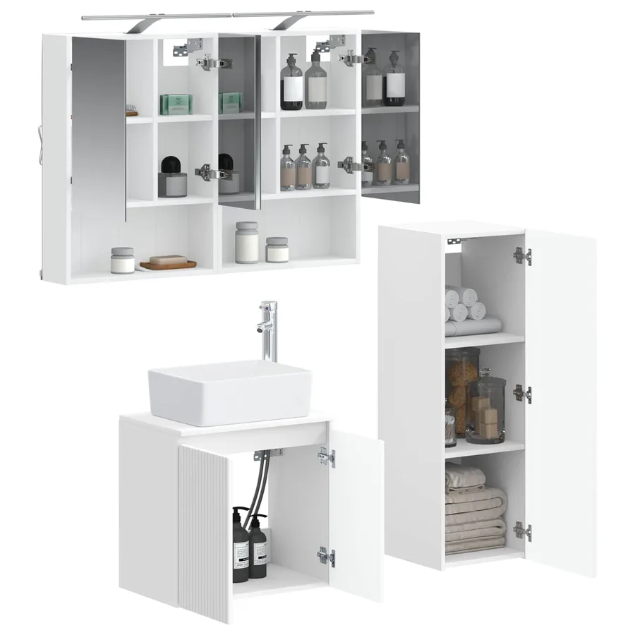 Ensemble de mobilier de salle de bain 4 pcs Blanc - 3