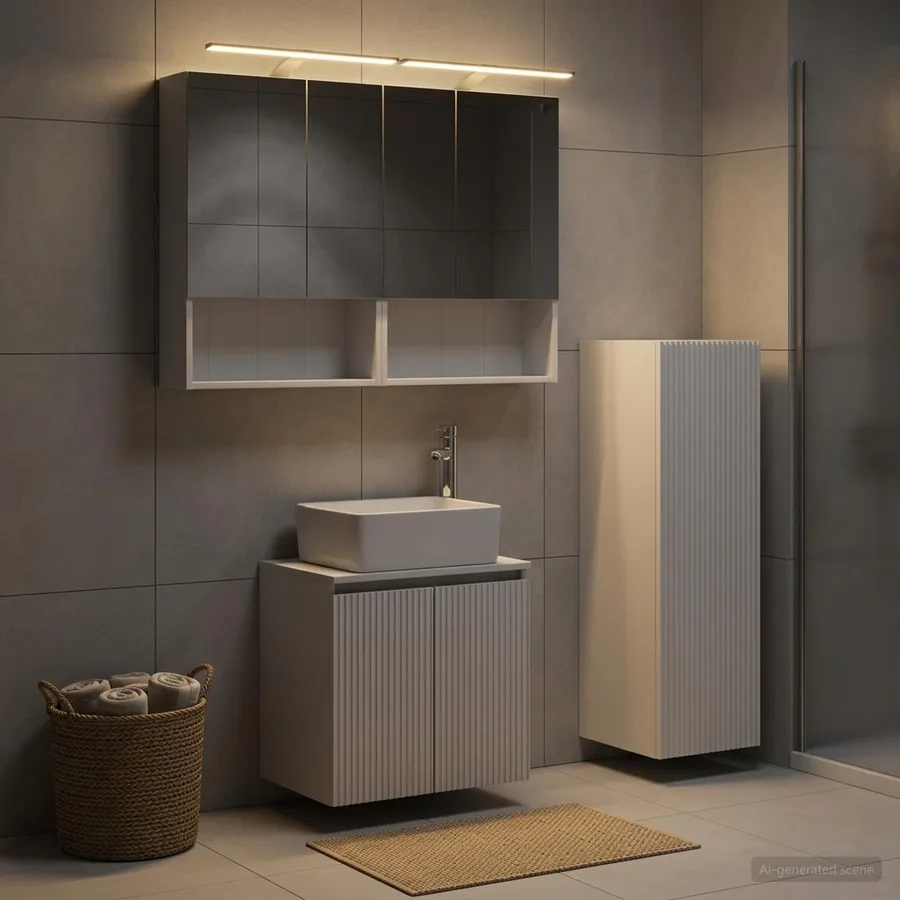 Ensemble de mobilier de salle de bain 4 pcs Blanc - 4