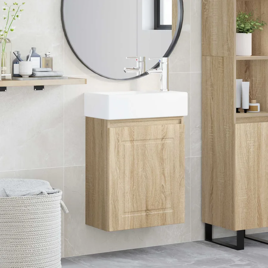Meuble de salle de bain avec robinet Chêne Sonoma