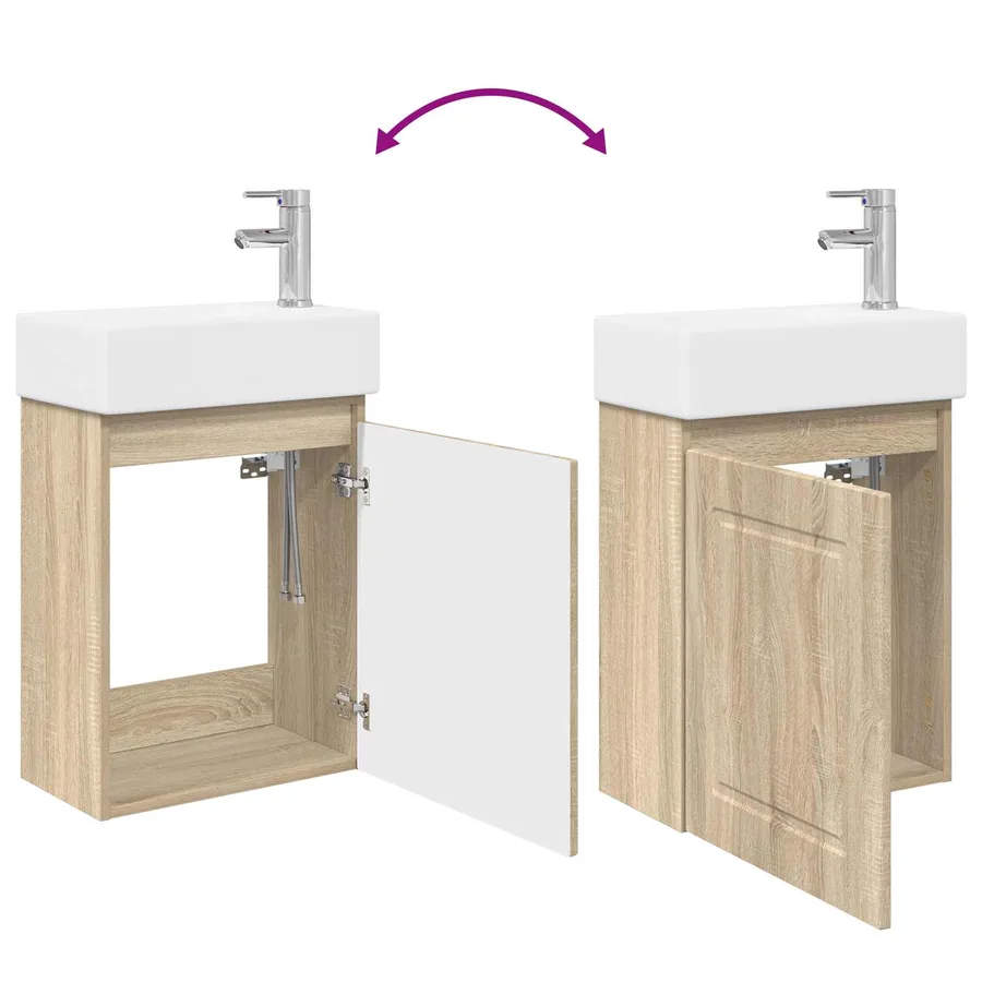 Meuble de salle de bain avec robinet Chêne Sonoma - 9