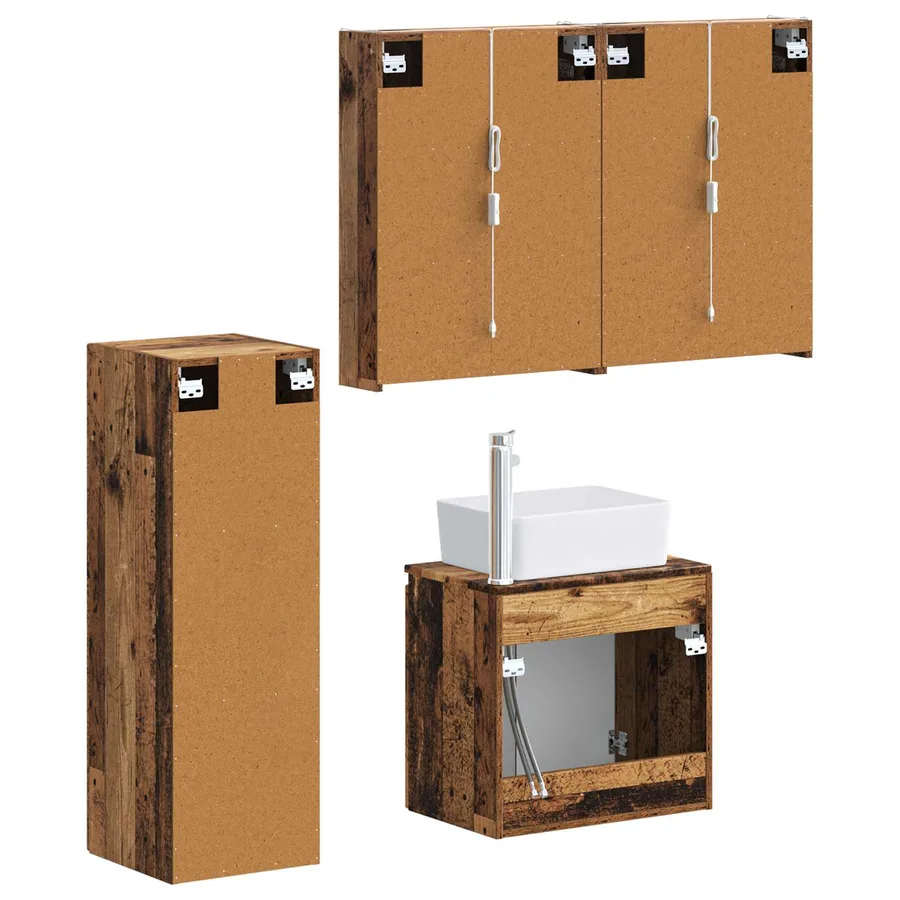 Ensemble de mobilier de salle de bain 4 pcs Bois ancien - 5