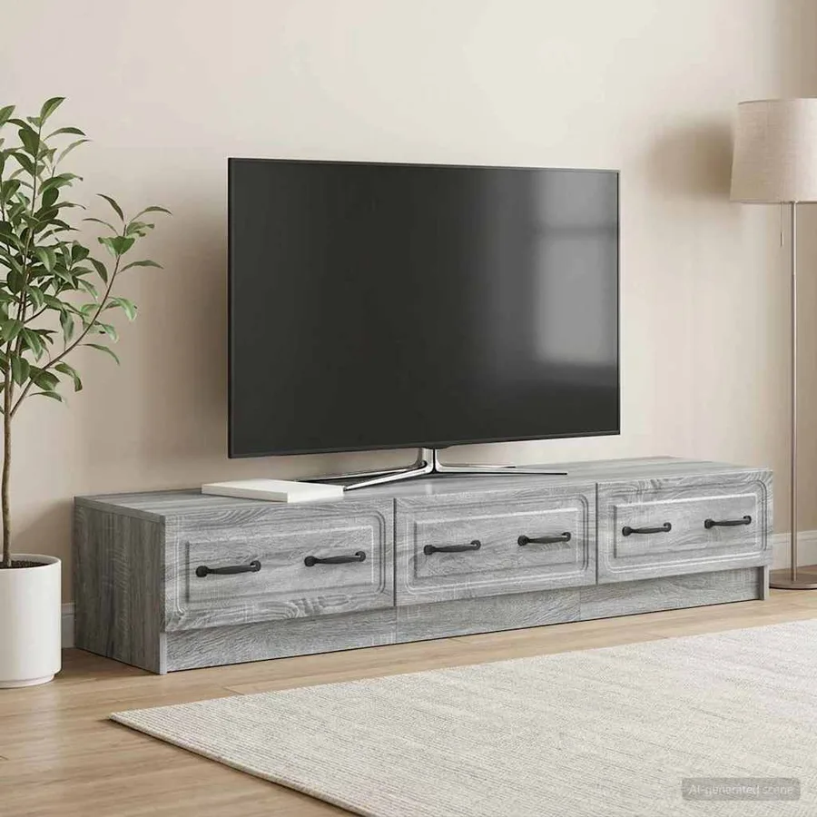 Meuble TV Sonoma gris 147 x 34,5 x 27 cm Bois d'ingénierie - 4