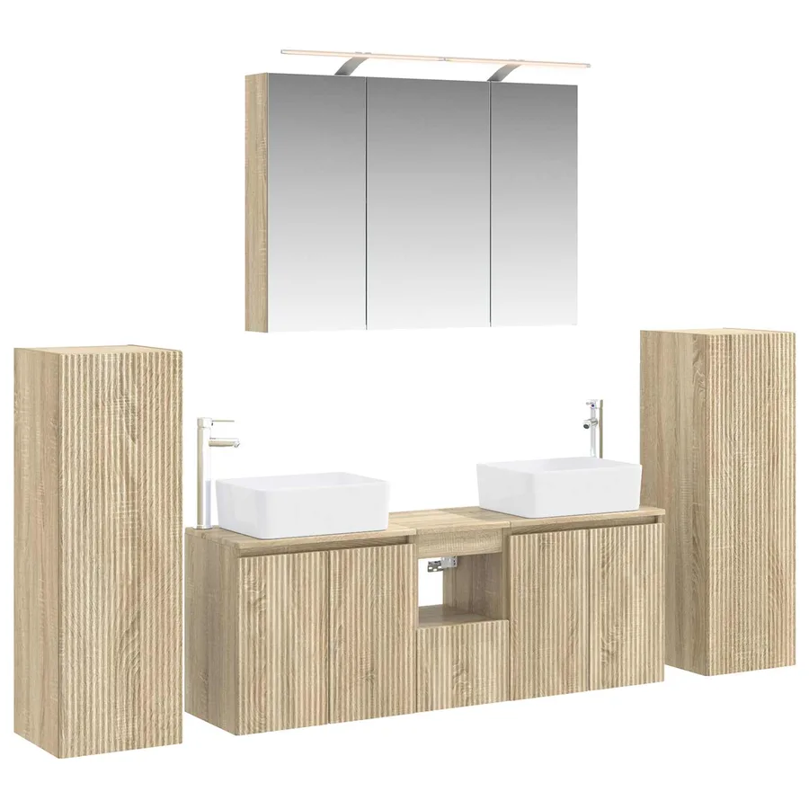Ensemble de mobilier de salle de bain 6 pcs Chêne Sonoma - 2