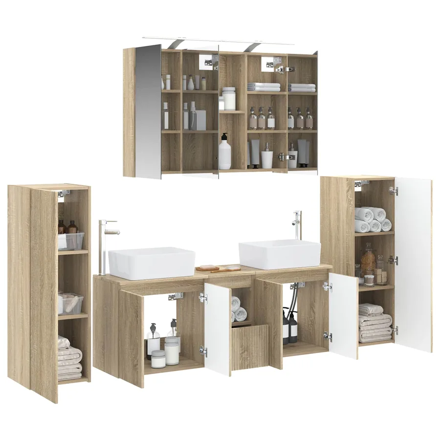 Ensemble de mobilier de salle de bain 6 pcs Chêne Sonoma - 3