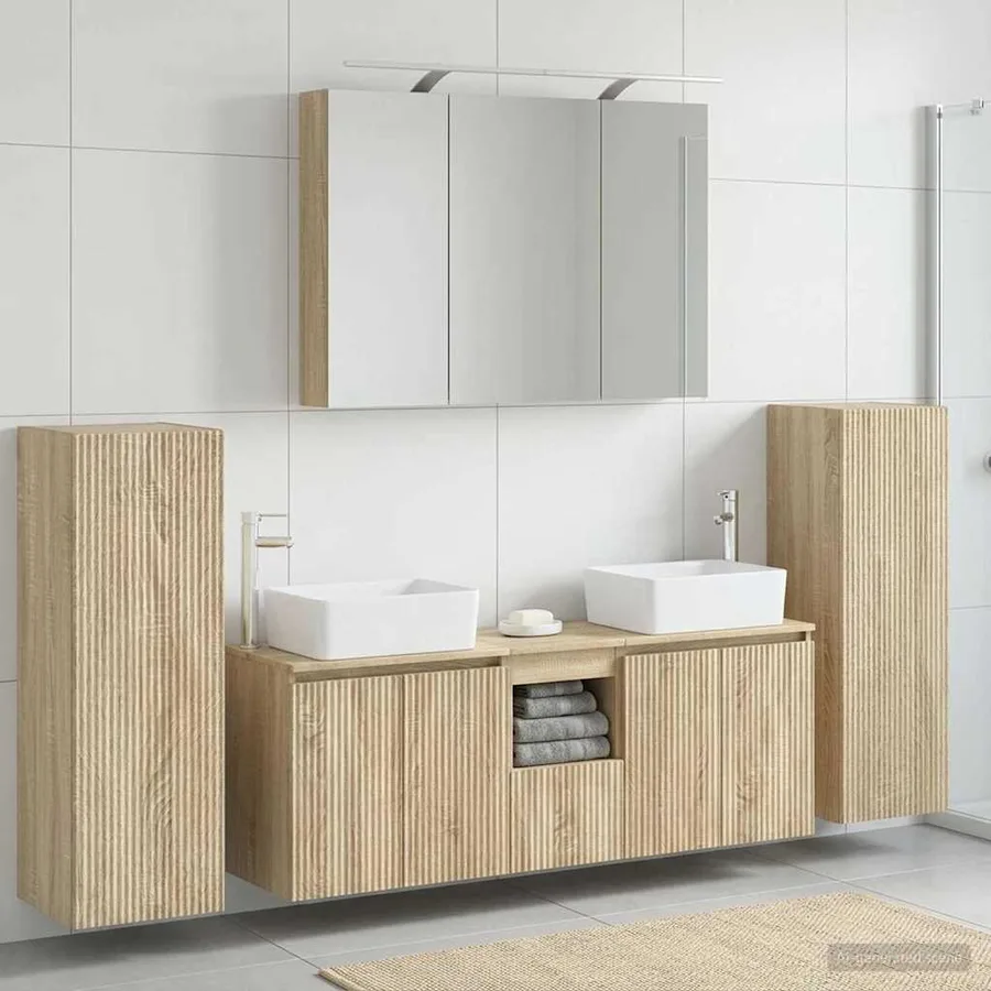 Ensemble de mobilier de salle de bain 6 pcs Chêne Sonoma - 4