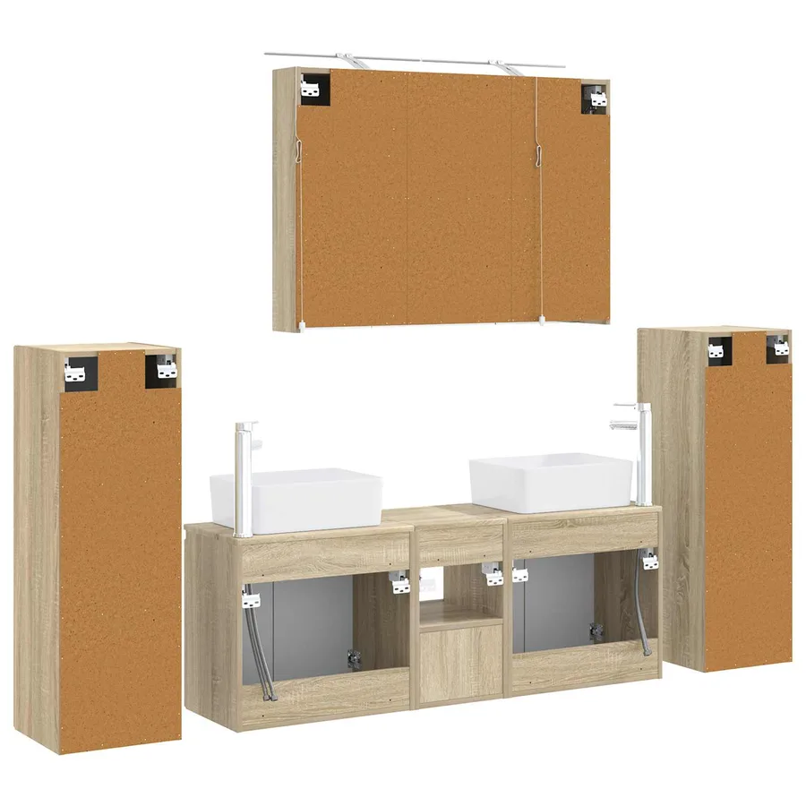 Ensemble de mobilier de salle de bain 6 pcs Chêne Sonoma - 9
