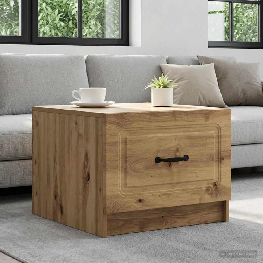 Table basse Chêne artisanal 49 x 50 x 37 cm Bois d'ingénierie