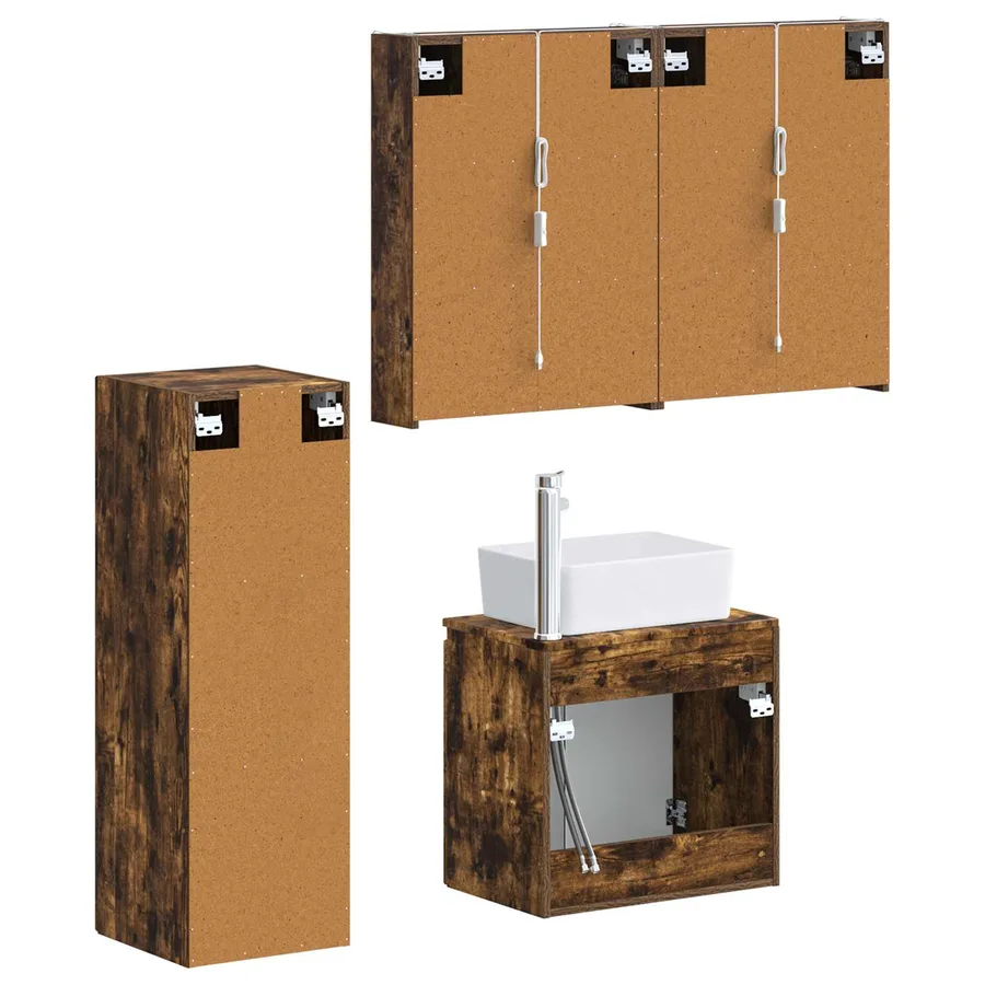 Ensemble de mobilier de salle de bain 4 pcs Chêne fumé - 5