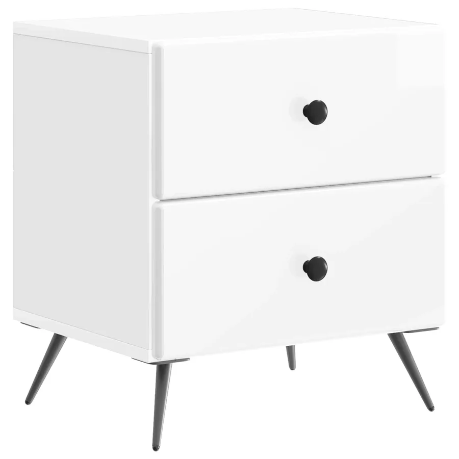 Cabinet de chevet 2 pcs Blanc brillant 43 x 34,5 x 47,5 cm - 5