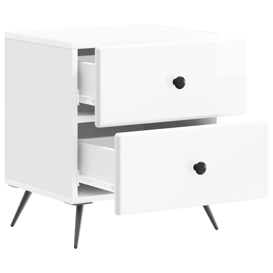 Cabinet de chevet 2 pcs Blanc brillant 43 x 34,5 x 47,5 cm - 6