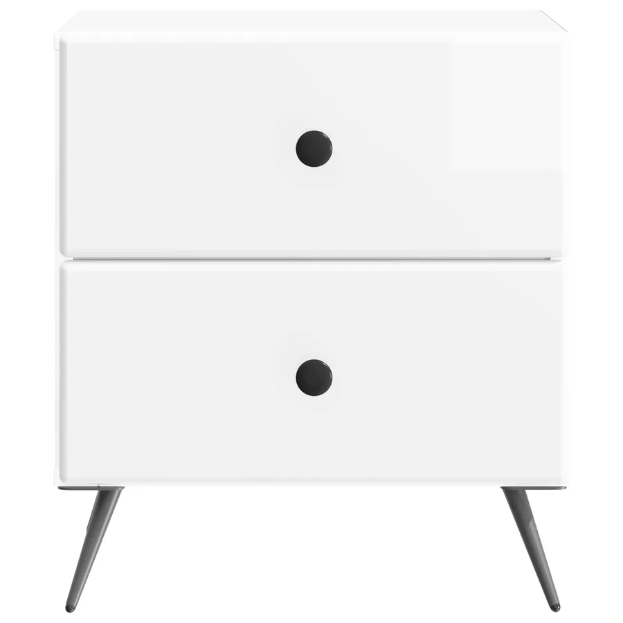 Cabinet de chevet 2 pcs Blanc brillant 43 x 34,5 x 47,5 cm - 7
