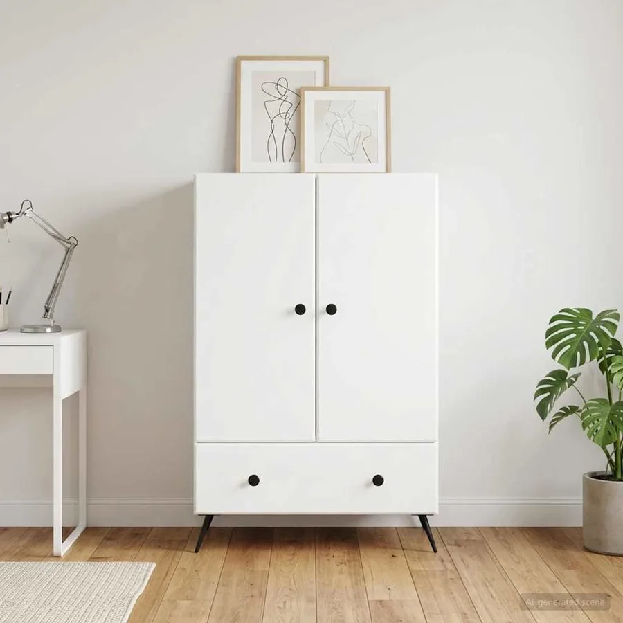 Buffet Blanc 66 x 34,5 x 95 cm Bois d'ingénierie - 3