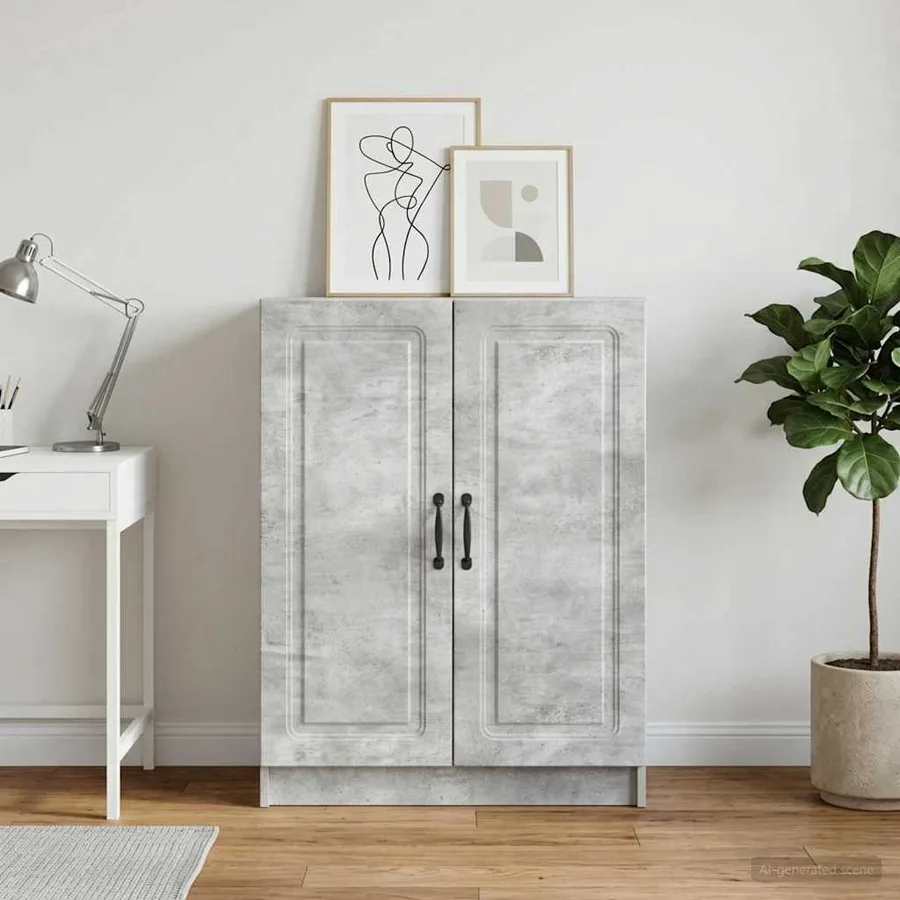 Buffet Gris béton 66 x 34,5 x 87 cm Bois d'ingénierie - 4