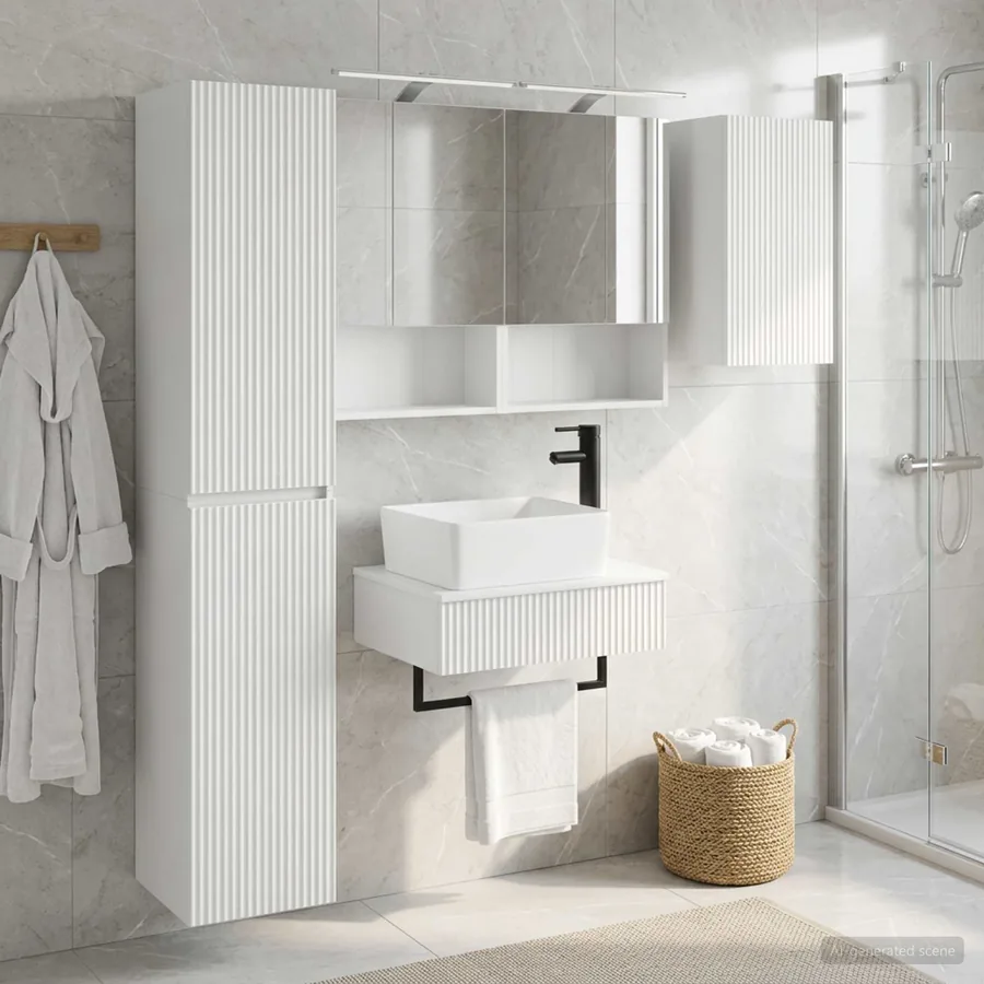 Ensemble de mobilier de salle de bain 5 pcs Blanc