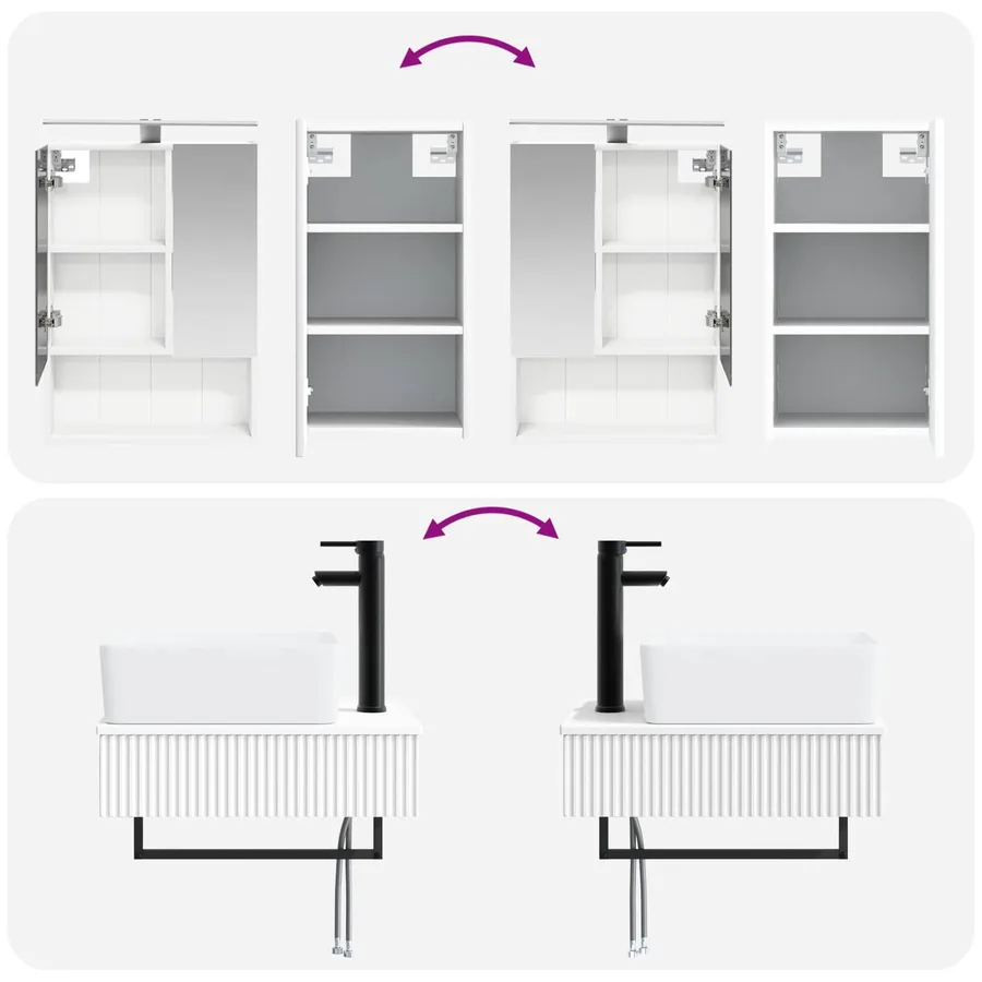 Ensemble de mobilier de salle de bain 5 pcs Blanc - 14