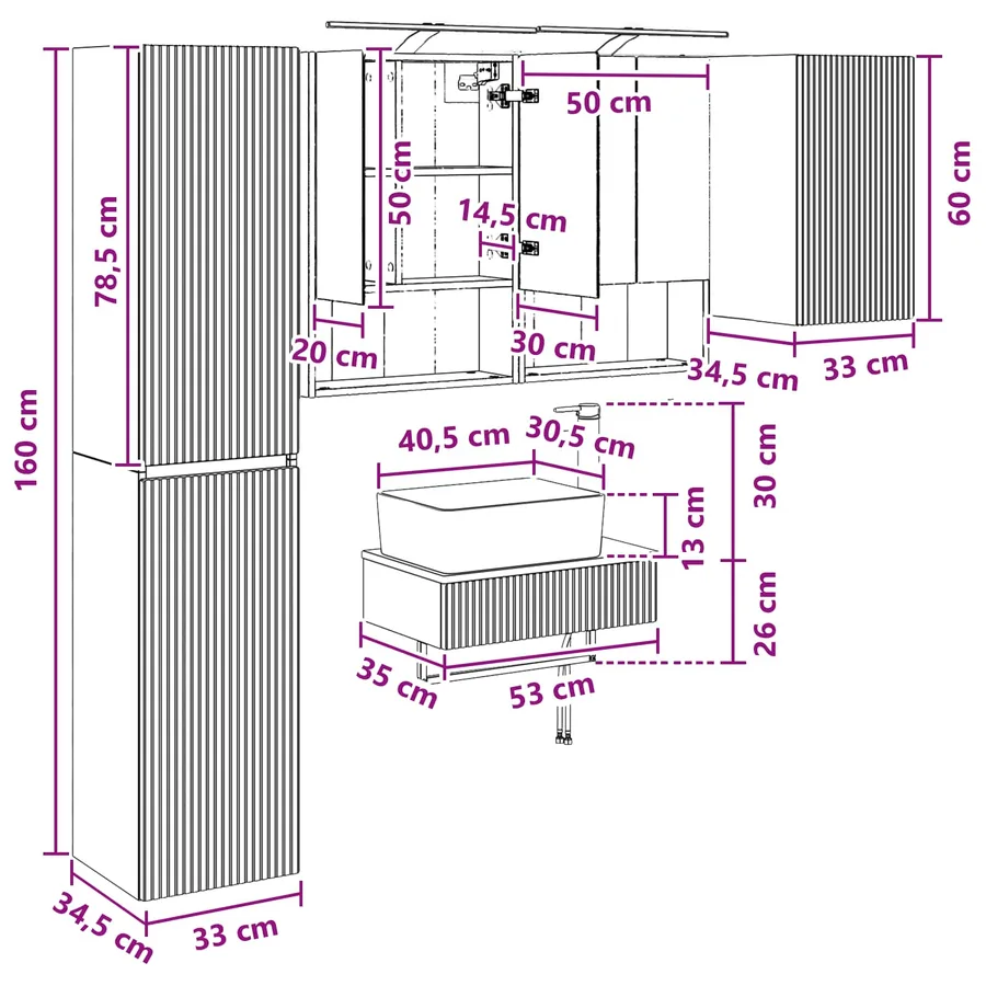 Ensemble de mobilier de salle de bain 5 pcs Blanc - 15