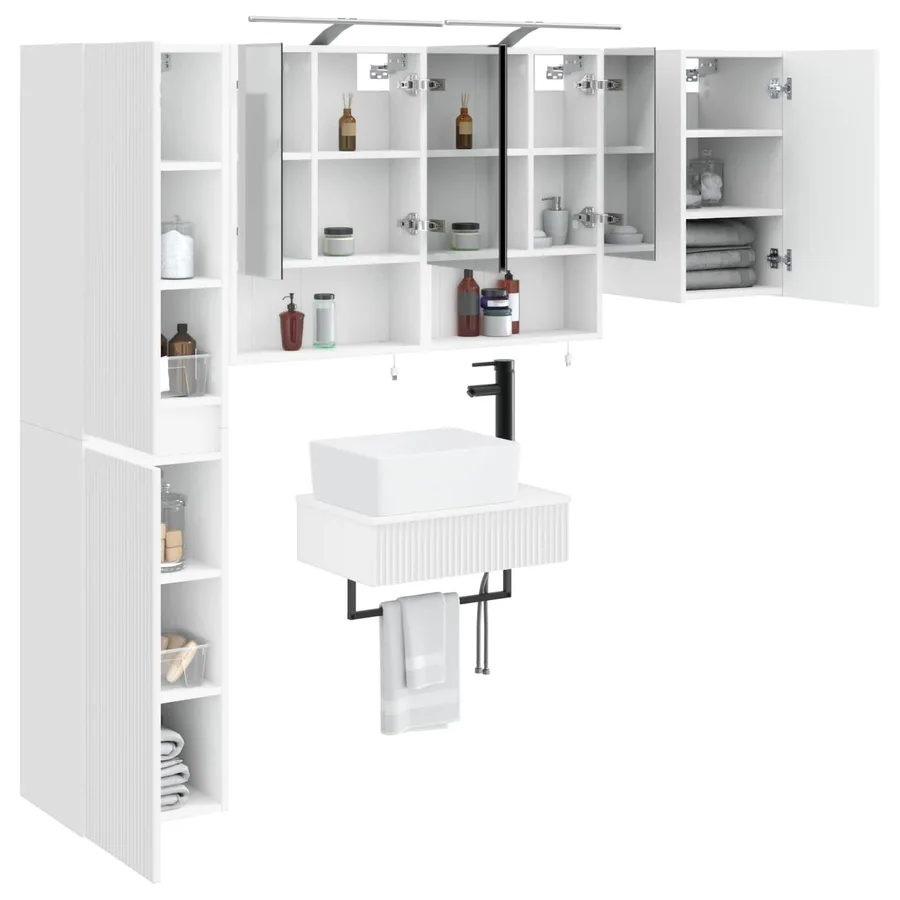 Ensemble de mobilier de salle de bain 5 pcs Blanc - 3