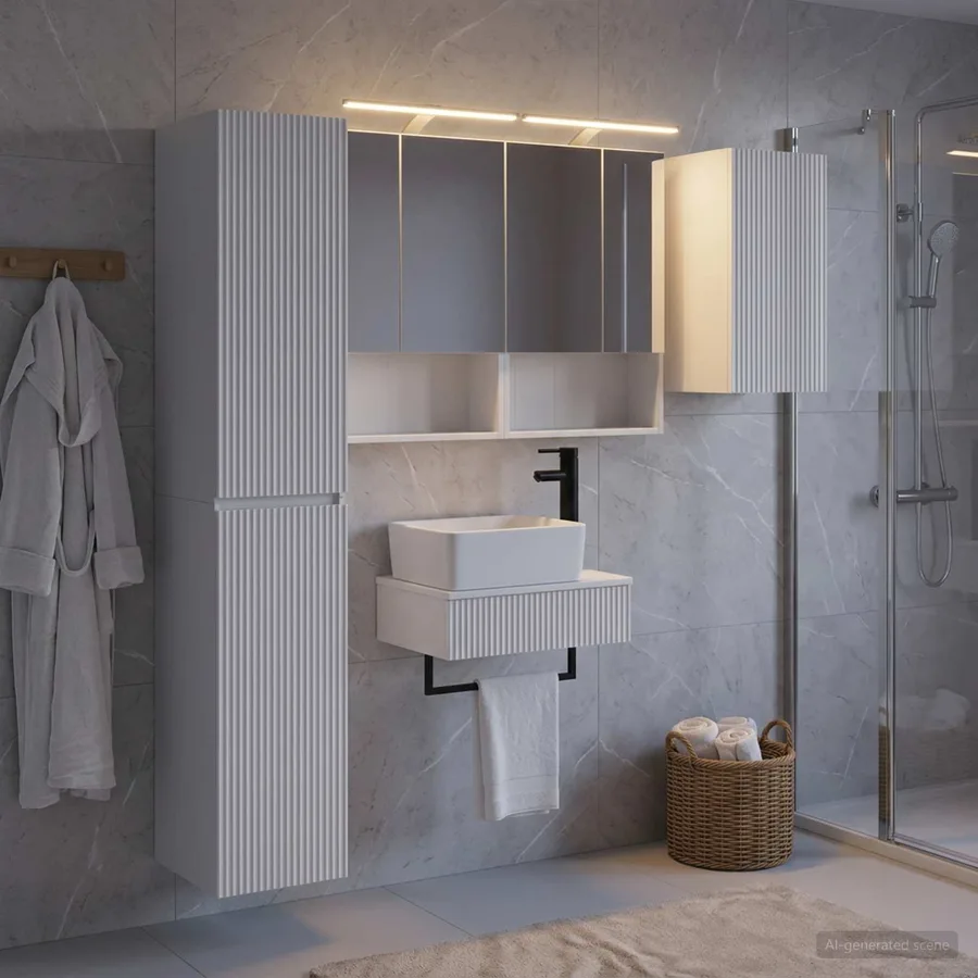 Ensemble de mobilier de salle de bain 5 pcs Blanc - 4
