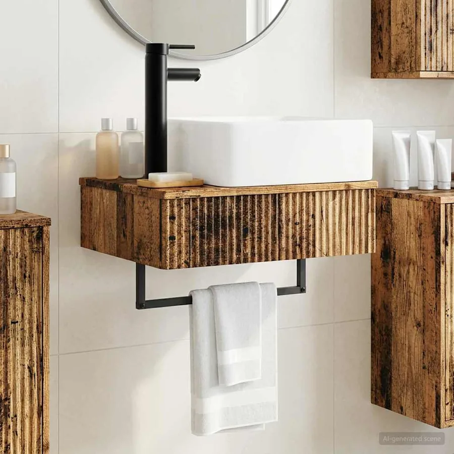 Basin de lavage mural Bois ancien 53 x 35 x 39 cm