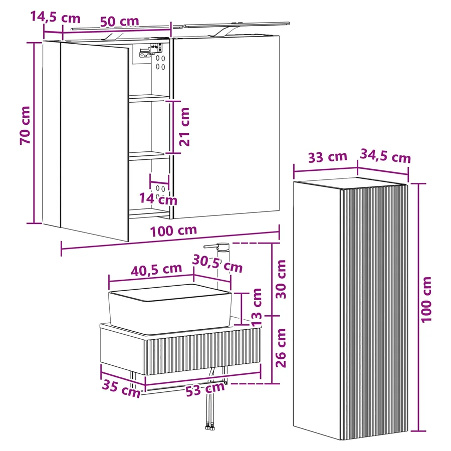 Ensemble d'armoire de salle de bain 4 pcs Blanc - 12