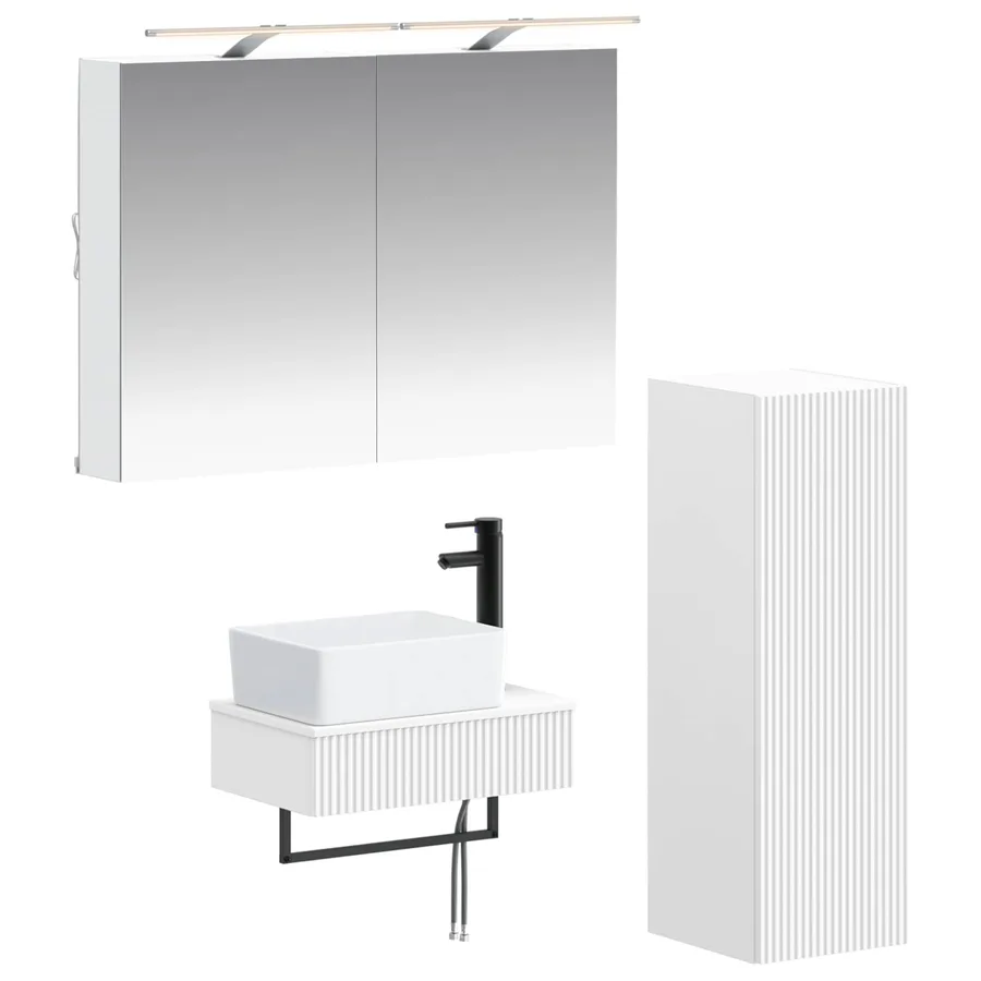 Ensemble d'armoire de salle de bain 4 pcs Blanc - 2