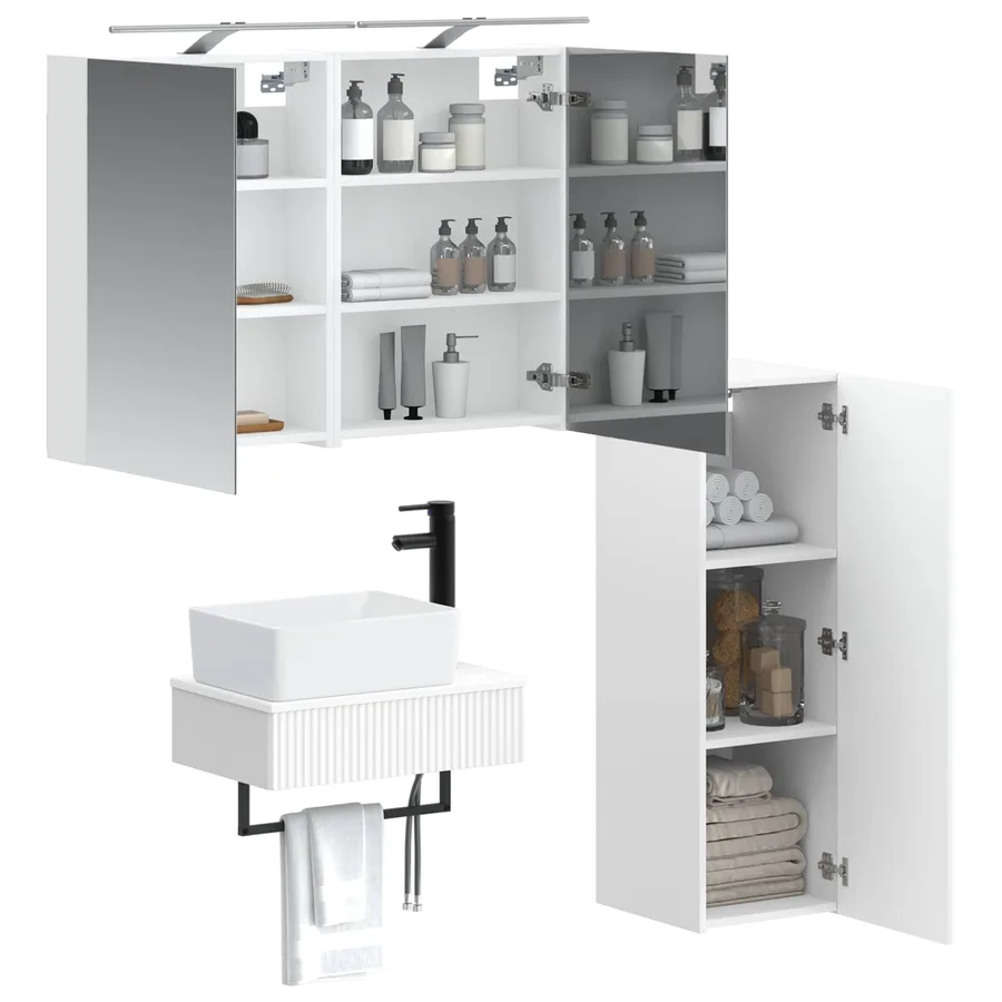 Ensemble d'armoire de salle de bain 4 pcs Blanc - 3