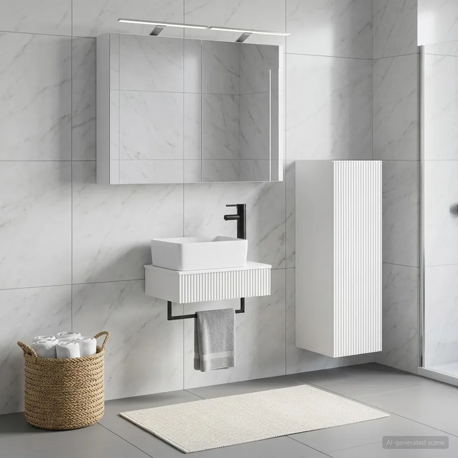 Ensemble d'armoire de salle de bain 4 pcs Blanc - 4