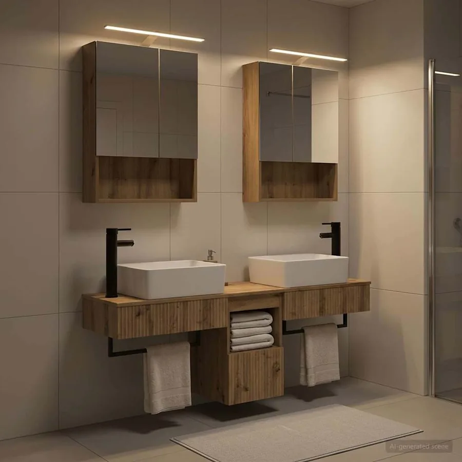 Ensemble d'armoire de salle de bain 5 pc Chêne artisanal