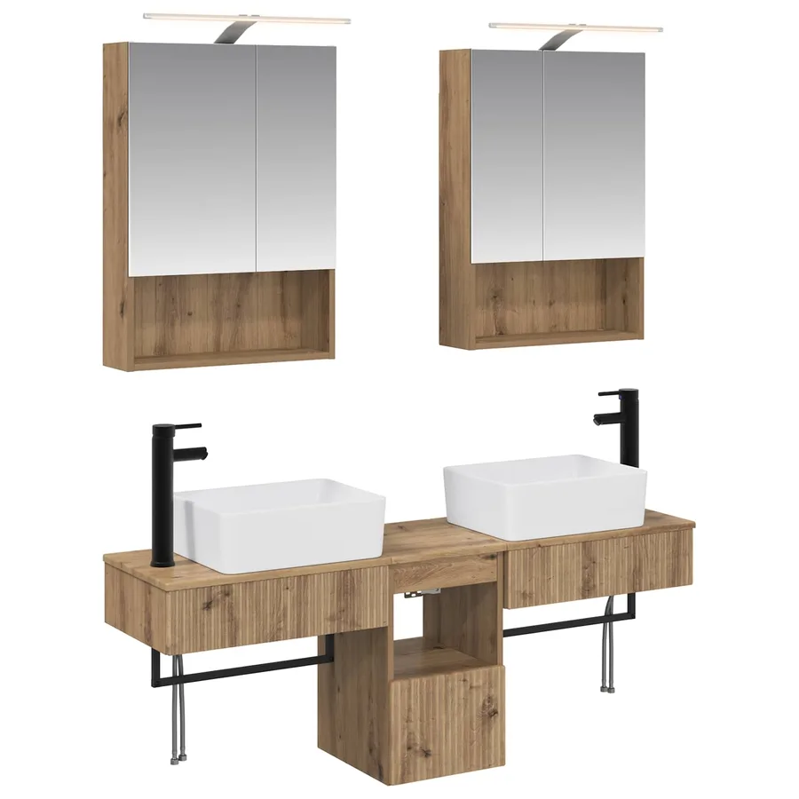 Ensemble d'armoire de salle de bain 5 pc Chêne artisanal - 2