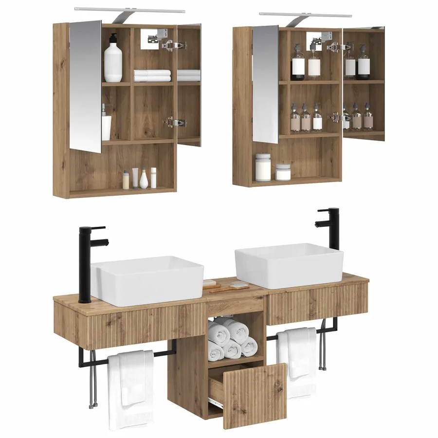 Ensemble d'armoire de salle de bain 5 pc Chêne artisanal - 3