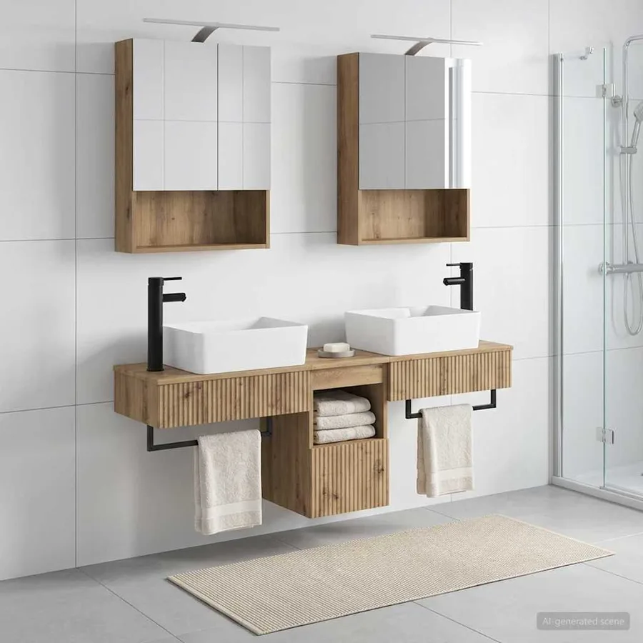 Ensemble d'armoire de salle de bain 5 pc Chêne artisanal - 4