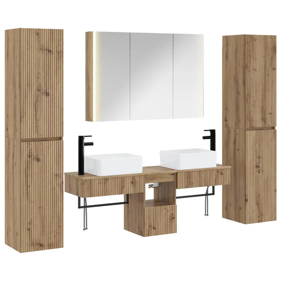 Ensemble de mobilier de salle de bain 6 pc Chêne artisanal - 2
