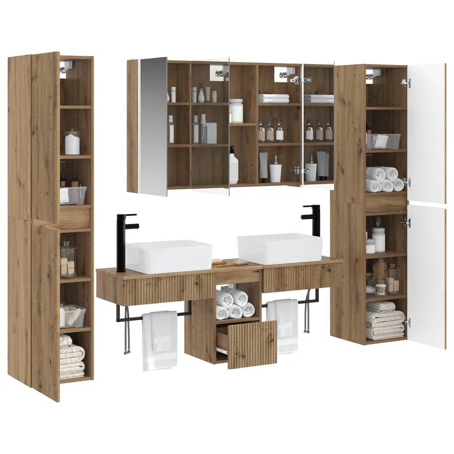 Ensemble de mobilier de salle de bain 6 pc Chêne artisanal - 3