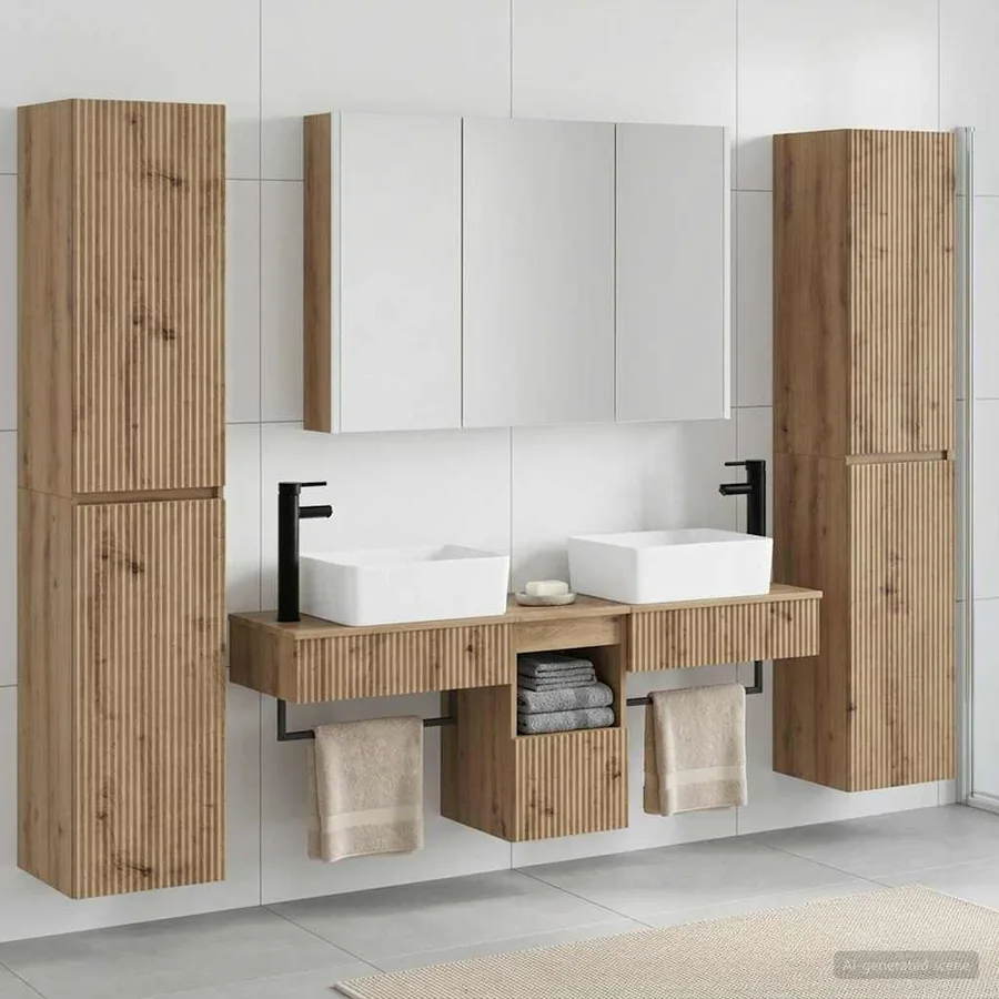 Ensemble de mobilier de salle de bain 6 pc Chêne artisanal - 4