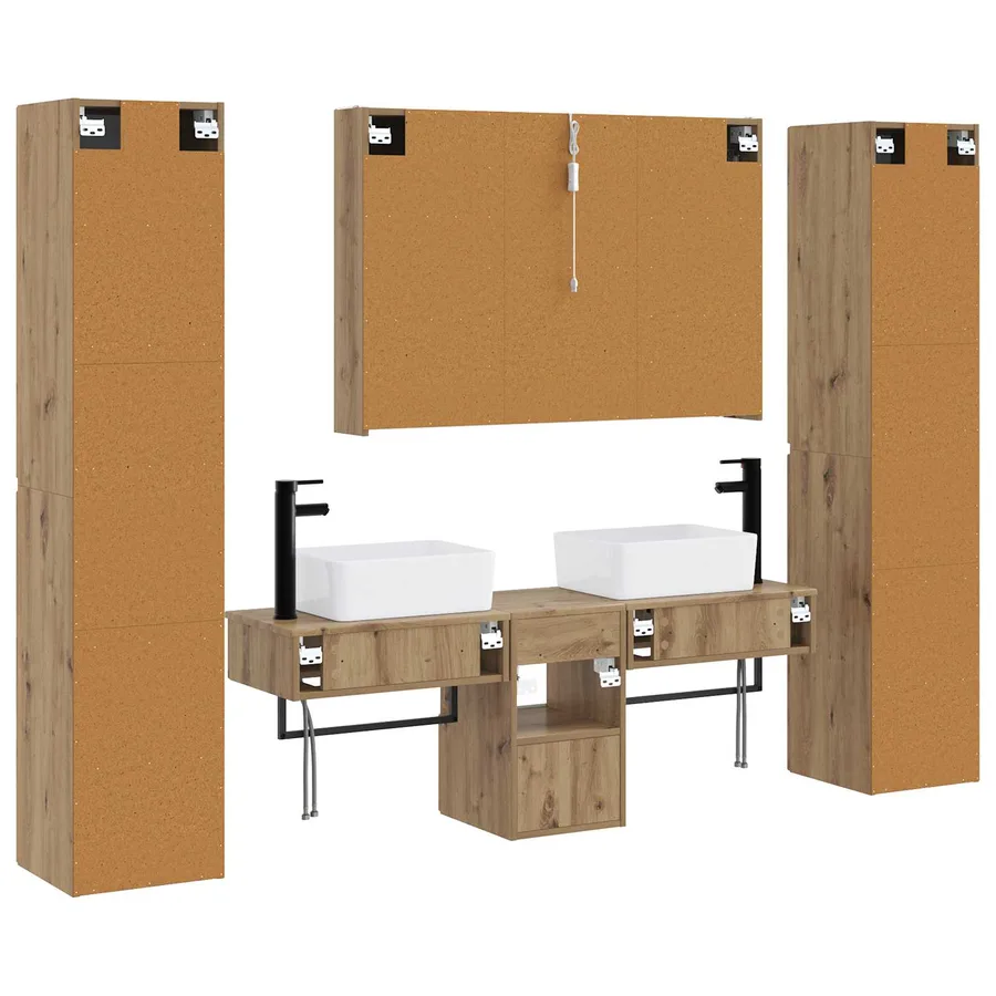 Ensemble de mobilier de salle de bain 6 pc Chêne artisanal - 9